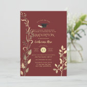 マゼンタ金ゴールド卒業式パーティの招待状 招待状 (スタンド正面)