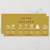 マゼンタ金ゴールド結婚のタイムラインの開始バッグに関するメモ (正面/裏面)