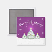 マゼンタ雪クリスマスツリーマグネット マグネット (正面/裏面)