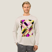 マゼンタ黒イエロー対角ゲームボードMCMルック トライブレンドＴシャツ (正面全体)