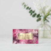 マゼンタ黒水色金ゴールド静脈名刺 名刺 (スタンド正面)