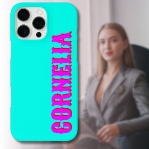 マゼンタ3D赤モダン名   おもしろいターコイズ iPhone 16 PRO MAXケース