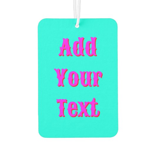 マゼンタ3D赤モダン名 | ネオンおもしろいターコイズ カーエアーフレッシュナー (裏面)