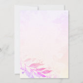 マゼンタ ウォーターカラー リーフ フラワー ボタニカル ウェディング 招待状 (裏面)