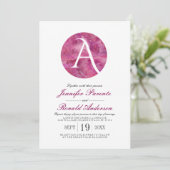 マゼンタ クラウド ウィンドウ モノグラム 結婚式招待状 招待状 (スタンド正面)