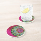 マゼンタ&グリーンマンダラサンドストーンコースター コースター (側面)