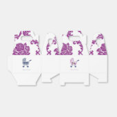 マゼンタ&ネイビーダマスクPramベビーシャワー フェイバーボックス (折り畳みなし)