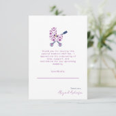 マゼンタ & ネイビー ダマスク おしゃれなベビーシャワー サンキューカード (スタンド正面)