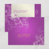 マゼンタ/パールの渦巻きのデザインには、5x7の招待状が必要です 出欠カード (正面/裏面)