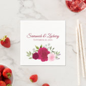 マゼンタ&ピンクウォーターカラーバラボホシック結婚ズ スタンダードカクテルナプキン (インサイチュ)