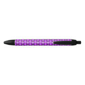 マゼンタ ピンクドット 黒 白 ラティス模様 黒ボールペン (裏面)