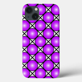 マゼンタ ピンクドット 黒 白 ラティス模様 iPhone 13ケース