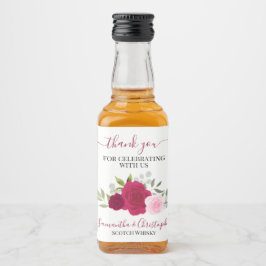 マゼンタ&ピンクボホバラ結婚ズサンキューミニ リキュールボトルラベル