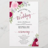 マゼンタ&ピンクボホフローラ予算結婚式 プログラム (正面)