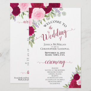 マゼンタ&ピンクボホフローラ予算結婚式 プログラム