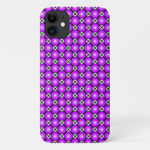 マゼンタ ピンク ドット 黒 白 ラティス 模様 iPhone 11 ケース