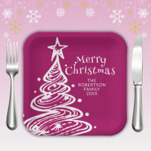 マゼンタ ピンク ホワイト クリスマスツリー パーティー