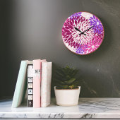 マゼンタ・ピーチ・バーガンディ・紫のダーリアス ラージ壁時計