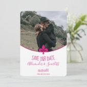 マゼンタ フルール ド リス フォト セーブ ザ デート 案内状 (スタンド正面)