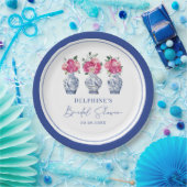 マゼンタ フローラル シノワズリー ポーセリン ブライダル シャワー ペーパープレート (パーティー)