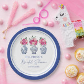 マゼンタ フローラル シノワズリー ポーセリン ブライダル シャワー ペーパープレート (パーティー)