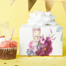 マゼンタ フローラル チャンピエーンピンクの結婚指輪前のウェディングラッピングペーパー ラッピングペーパー