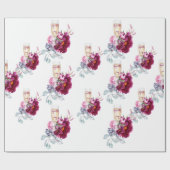 マゼンタ フローラル チャンピエ 結婚指輪の前に ウェディング ラッピングペーパー (フラット)