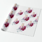 マゼンタ フローラル チャンピエ 結婚指輪の前に ウェディング ラッピングペーパー (アンロールド)