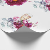 マゼンタ フローラル チャンピエ 結婚指輪前のウェディング ラッピングペーパー (角)