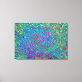 マゼンタ、ブルー、および海泡グリーンレトロ渦巻き キャンバスプリント