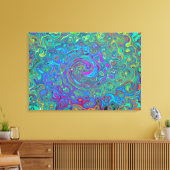 マゼンタ、ブルー、および海泡グリーンレトロ渦巻き キャンバスプリント (インサイチュ (リビング))