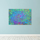 マゼンタ、ブルー、および海泡グリーンレトロ渦巻き キャンバスプリント (インサイチュ (ウッドフロア))