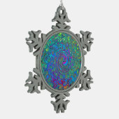 マゼンタ、ブルー、および海泡グリーンレトロ渦巻き スノーフレークピューターオーナメント (左)