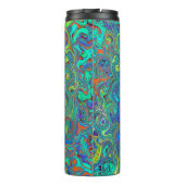 マゼンタ、ブルー、および海泡グリーンレトロ渦巻き タンブラー (裏面)