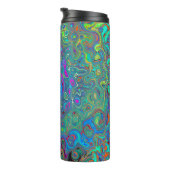 マゼンタ、ブルー、および海泡グリーンレトロ渦巻き タンブラー (回転右)