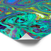 マゼンタ、ブルー、および海泡グリーンレトロ渦巻き ポスター (コーナー)