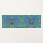 マゼンタ、ブルー、および海泡グリーンレトロ渦巻き ヨガマット (裏面(横))