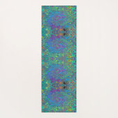 マゼンタ、ブルー、および海泡グリーンレトロ渦巻き ヨガマット (裏面)