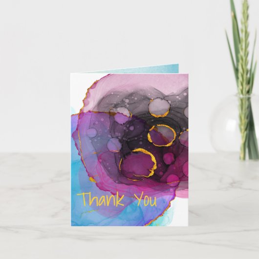 マゼンタ ブルー ゴールド ありがとう、住所は裏面に カード (正面)