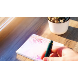 マゼンタ ホット ピンクの水彩画の葉と花のウェディング ポストイット