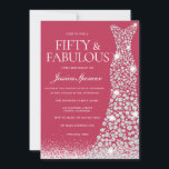 マゼンタ&ホワイト50th誕生日 招待状<br><div class="desc">Magenta & White Fifty & Fabuous 50th誕生日招待状A digital download.コレクションまたはニッチとネストストアで以下の招待状の一致するアイテムとバリエーションを参照</div>