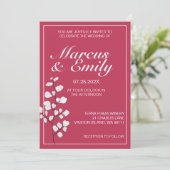 マゼンタ & ホワイト フラワー モダン ウェディング インビテーション (スタンド正面)