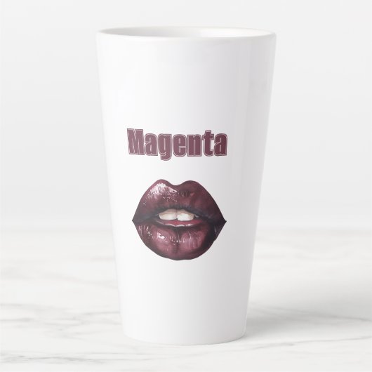 マゼンタ ボルドー 赤い唇 カフェラテマグ (正面)