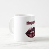 マゼンタ ボルドー 赤い唇 コーヒーマグカップ (正面左)