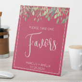 マゼンタ&ユーカリ結婚式の引き出物 台座サイン (インサイチュ)