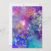 マゼンタ ロイヤルブルー ゴールデン ファイアオパール 50歳の誕生日 招待状 (裏面)