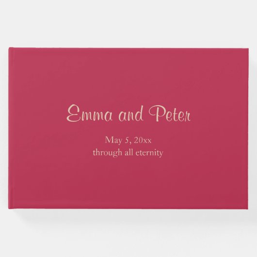 マゼンタ「永遠を通して」ミニマル結婚リスト ゲストブック (正面)