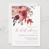マゼンタ&赤面水色フローラブライダルシャワー 招待状 (正面)