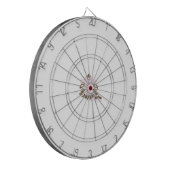 マゼンタ – 赤、黄色がかったオレンジ色の装飾 ダーツボード (正面左)