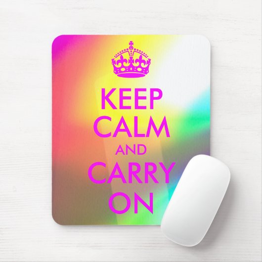 マゼンタKeep Calm and Carry Onマウスパッド マウスパッド (マウス)
